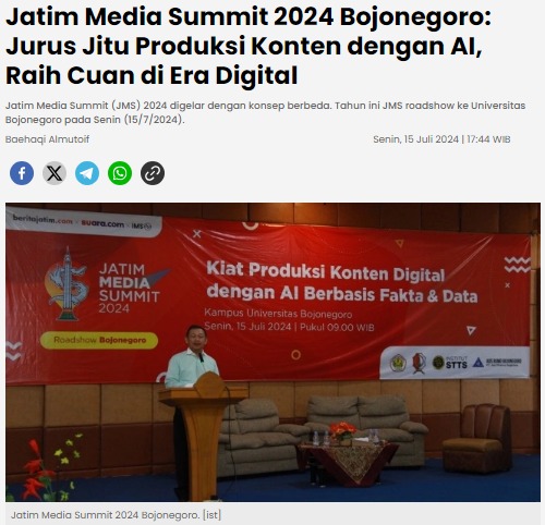 Jatim Media Summit 2024 Bojonegoro: Jurus Jitu Produksi Konten dengan AI, Raih Cuan di Era Digital